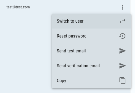 Users menu controls